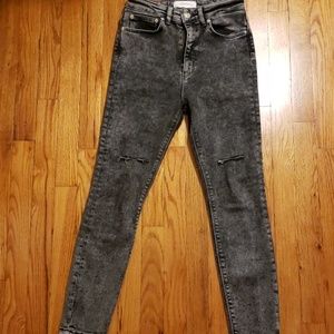 Zara Acid Wash High Waisted Distressed Jeans
